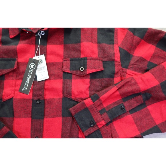 Burnside Flannel Shirt Men's Size L Buffalo Plaid Warm Cozy Campfire Camping NWT - Picture 4 of 7